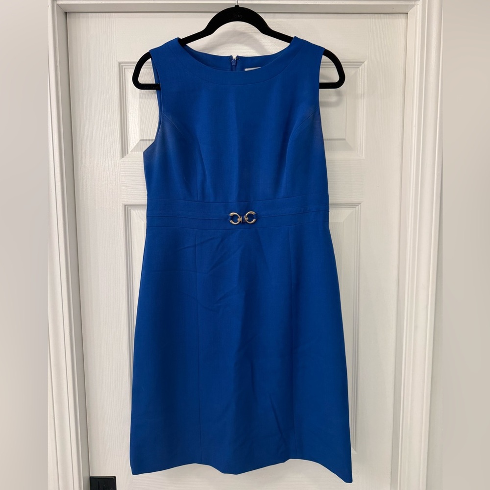 Kasper Royal Blue Midi Dress with Ring Accent